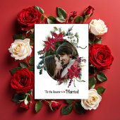 Getrouwd Kerstmis Poinsettia Foto Bruiloft Kaart