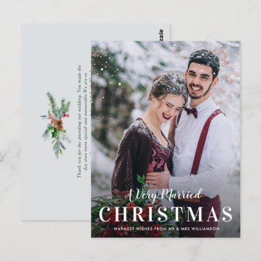 GETROUWD KERSTMIS | Trendy script kerst Briefkaart (Voorkant / Achterkant)