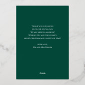 Getrouwd Klein Kerstmis Groen Goud Script Foto Folie Feestdagenkaart (Achterkant)