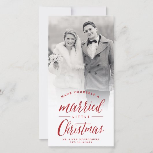 Getrouwd Kleine Eerste Kerst Foto Huwelijk Feestdagenkaart (Voorkant)