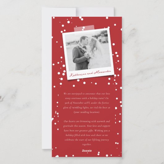 Getrouwd Kleine Eerste Kerst Foto Huwelijk Feestdagenkaart (Achterkant)