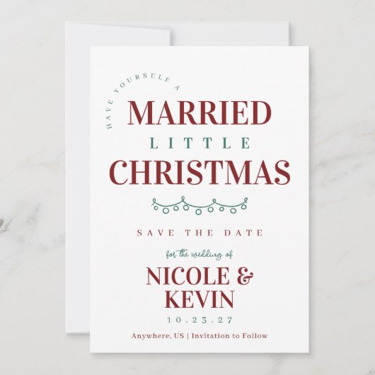Getrouwd Kleine Kerst Mis De Datum Niet Save The Date (Voorkant)