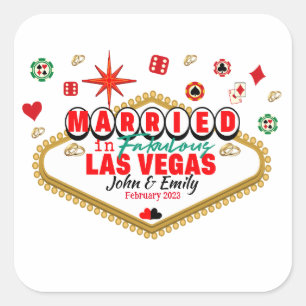 Getrouwd Koppel Las Vegas Vakantie Nevada Overeenk Vierkante Sticker