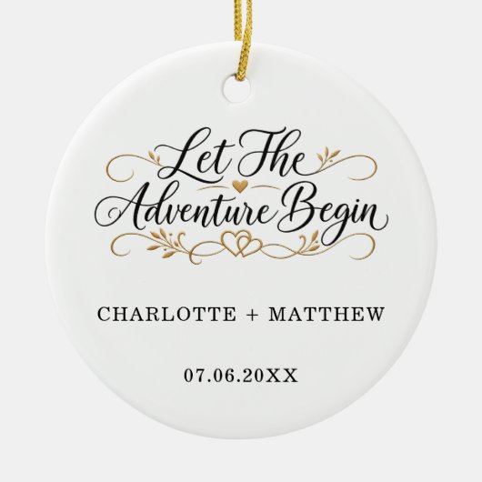 Getrouwd Laat het Avontuur Beginnen Keramisch Ornament (Voorkant)