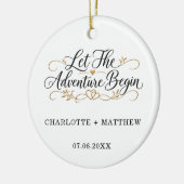 Getrouwd Laat het Avontuur Beginnen Keramisch Ornament (Links)