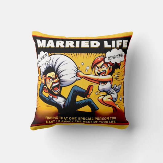 Getrouwd leven Humor,  namen Kussen (Achterkant)