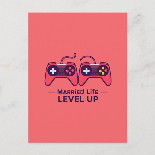 Getrouwd Leven Level Up Gaming Kunst Briefkaart (Voorkant)
