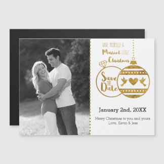 Getrouwd Little Christmas Save the Date Magnetische Uitnodiging
