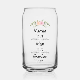 Getrouwd, mama en oma - Custom Floral Family Est Blikvorm Glas