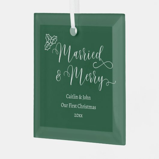 Getrouwd Merry 1st Christmas Pas getrouwd Custom G Glas Ornament (Voorkant links)
