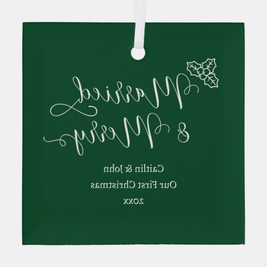 Getrouwd Merry 1st Christmas Pas getrouwd Custom G Glas Ornament (Achterkant)