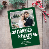 Getrouwd Merry 1st Christmas Pas getrouwd Foto Gro Feestdagenkaart