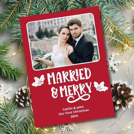 Getrouwd Merry 1st Christmas Pas getrouwd Foto Roo Feestdagenkaart