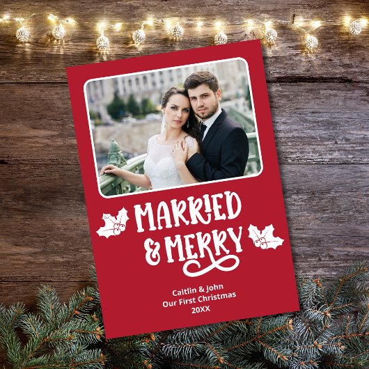 Getrouwd Merry 1st Christmas Pas getrouwd Foto Roo Feestdagenkaart
