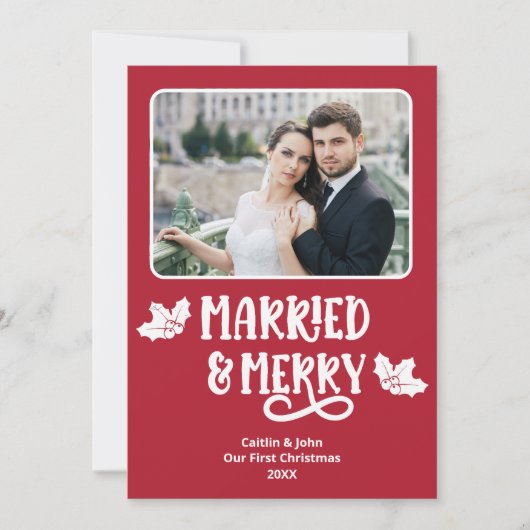 Getrouwd Merry 1st Christmas Pas getrouwd Foto Roo Feestdagenkaart (Voorkant)