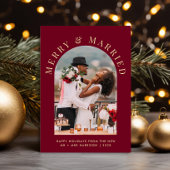 Getrouwd Merry Arch Foto Bourgondië Gouden Kerstmi Feestdagenkaart