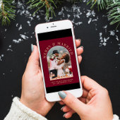 Getrouwd Merry Arch Foto Bourgondië Gouden Kerstmi Feestdagenkaart