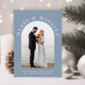 Getrouwd Merry Arch Foto Dusty Blue Christmas Feestdagenkaart