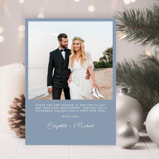 Getrouwd Merry Arch Foto Dusty Blue Christmas Feestdagenkaart