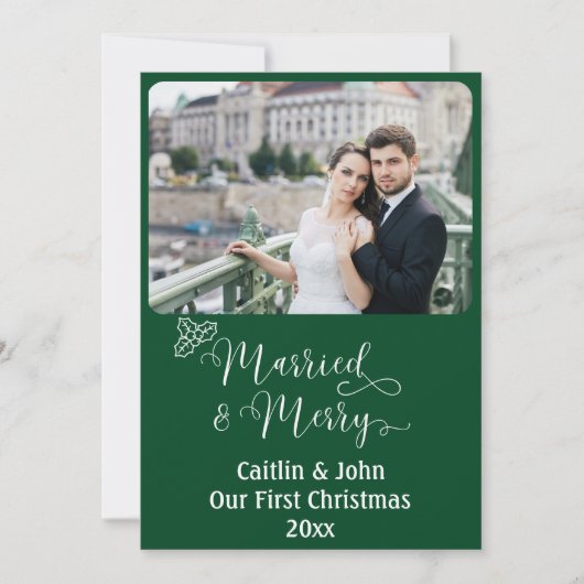 Getrouwd Merry Custom Passen getrouwd 1st Christma Feestdagenkaart (Voorkant)