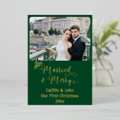 Getrouwd Merry Custom Passen getrouwd 1st Christma Folie Feestdagenkaart (Staand Voorkant)