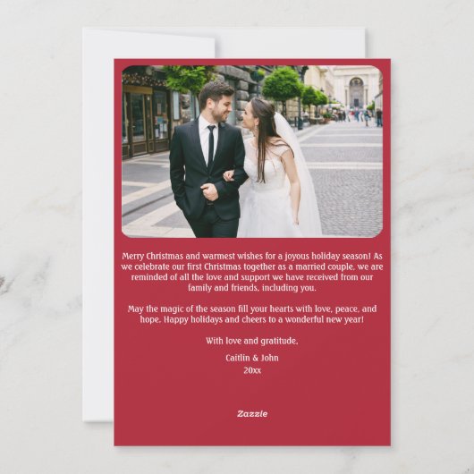 Getrouwd Merry Custom Passen getrouwd First Christ Feestdagenkaart (Achterkant)