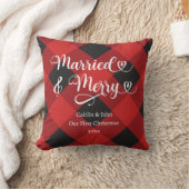 Getrouwd Merry onze eerste Kerstmis Nieuwgetrouwd  Kussen (Deken)