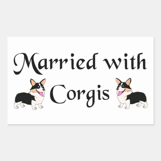 Getrouwd met Corgis Rechthoekige Sticker (Voorkant)