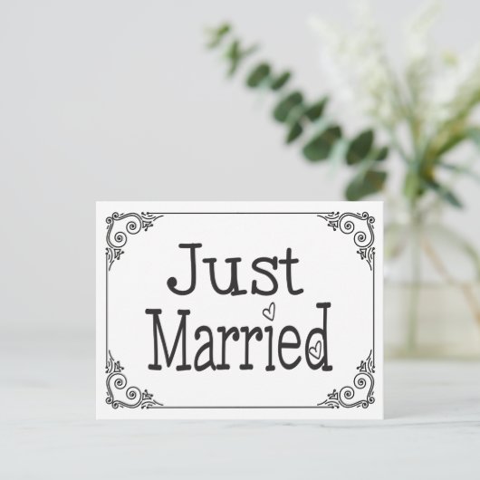 Getrouwd met het Black & White Heart Briefkaart (Staand voorkant)