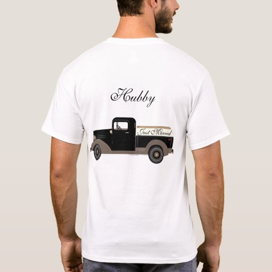 Getrouwd met Hubby Wifey Old Truck T-Shirt (Achterkant)