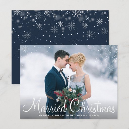 GETROUWD MET KERSTMIS | Elegante huwelijksaankondi Briefkaart (Voorkant / Achterkant)