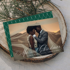 Getrouwd met Kerstmis | Groene Kerst Fotokaart Feestdagenkaart