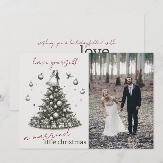 Getrouwd met kleine kerst feestdagenkaart (Voorkant / Achterkant)