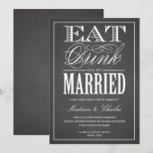 GETROUWD MET KRIJTBORD | HUWELIJKSUITNODIGING KAART (Voorkant / Achterkant)