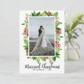 Getrouwd met moderne kerst | Eerste kerstfoto Feestdagenkaart (Staand voorkant)
