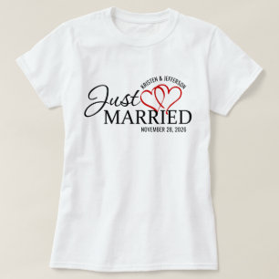 Getrouwd met Red Hearts huwelijksreis T-shirt