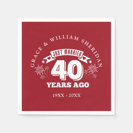 Getrouwd met Ruby 40th Wedding Jubileum Servet (Voorkant)