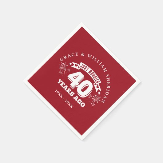 Getrouwd met Ruby 40th Wedding Jubileum Servet (Hoek)