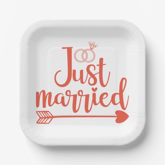 Getrouwd met Sinaasappel Papieren Bordje (Voorkant)