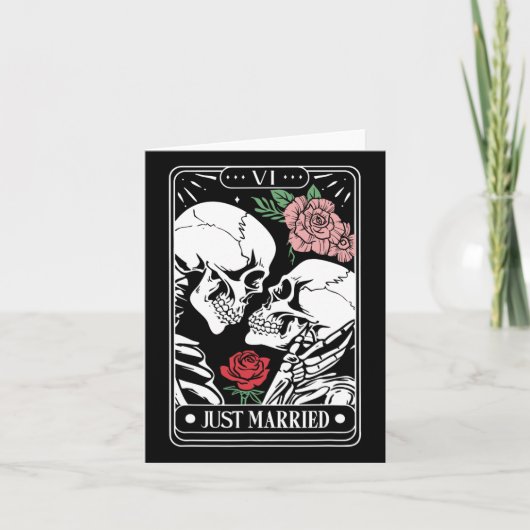 Getrouwd met Tarot Kaart Halloween Skeleton Paar (Voorkant)