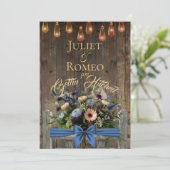 Getrouwd met Wilde Bloemen & Lint - Blauw (Staand voorkant)