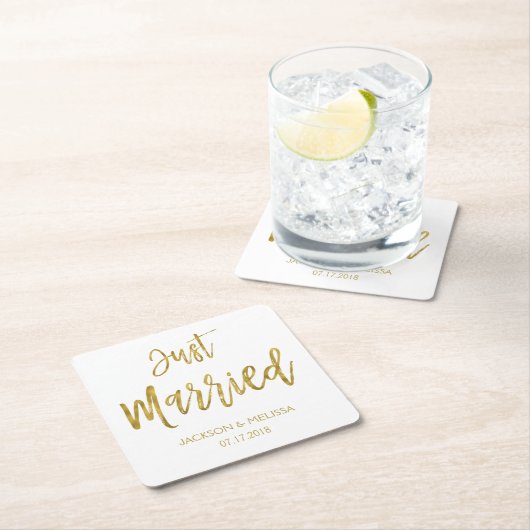 Getrouwd met witte en goudfolie Onderzetters (Insitu)