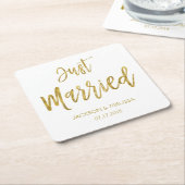 Getrouwd met witte en goudfolie Onderzetters (Schuin)