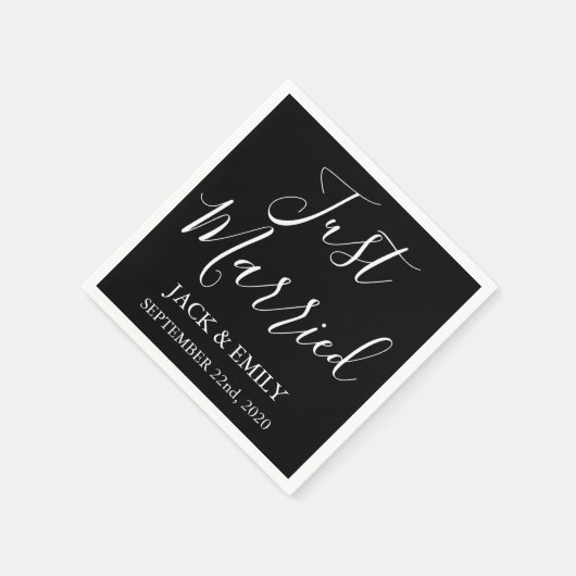 Getrouwd met zwarte en witte servetten (Hoek)