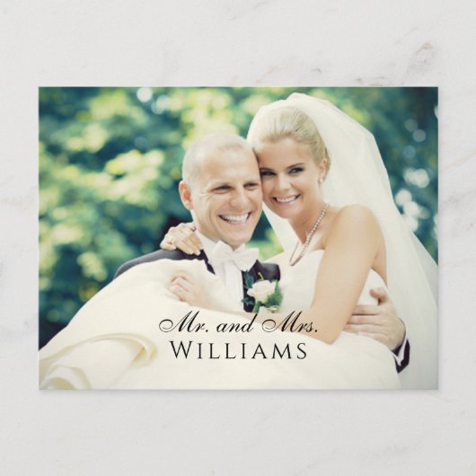 Getrouwd Monogram Overlay Trouwfoto Dank u Briefkaart (Voorkant)