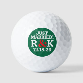 GETROUWD Monogram & Rode Ampersand, Groene Achterg Golfballen