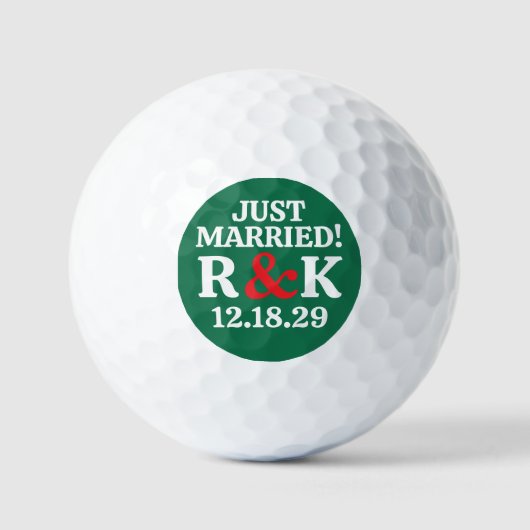 GETROUWD Monogram & Rode Ampersand, Groene Achterg Golfballen (Voorkant)