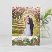 Getrouwd n Vrolijk Kerstfeest Pas getrouwd Foto Ho Feestdagenkaart (Staand voorkant)