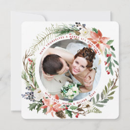 Getrouwd n vrolijk kerstkrans feestdagenkaart