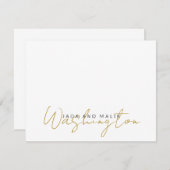Getrouwd Naam Huwelijk Monogram Goud Script op Wit Notitiekaartje (Voorkant / Achterkant)